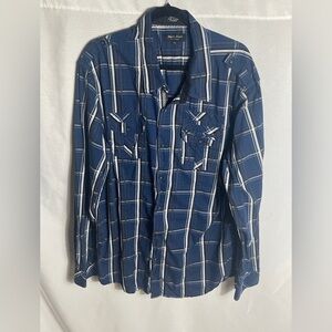 Eighty Eight Platinum Blue Plaid Button Down Shirt XXL Cotton